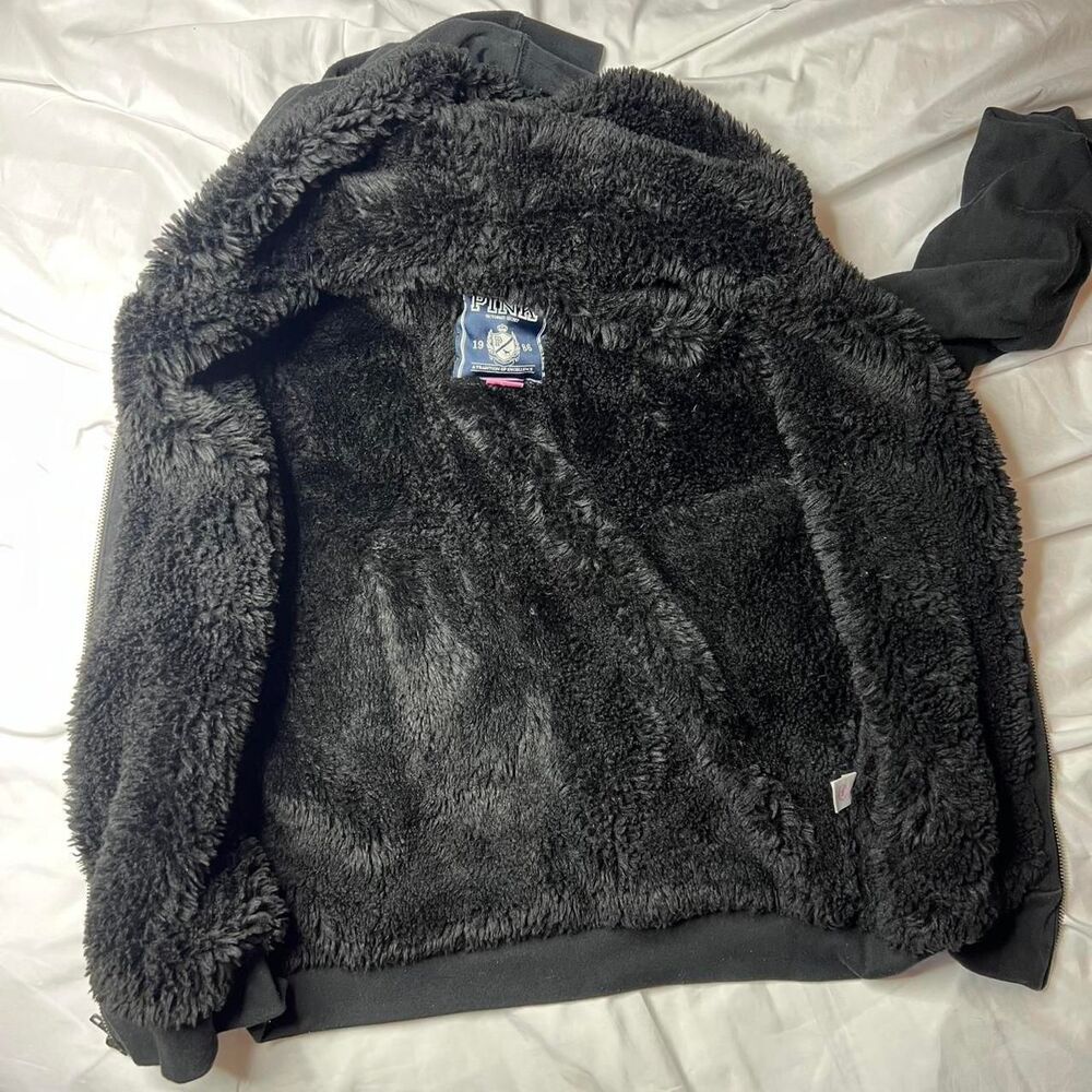 Victoria’s Secret Love Pink Bling Faux Fur Lined Zip Up Hoodie - Picture 8 of 8